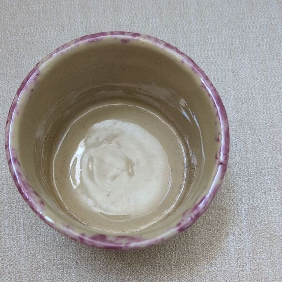 Handcrafted Alpine Pottery Mini Crock Cream and Purple Bowl Planter Vintage - Picture 5 of 8
